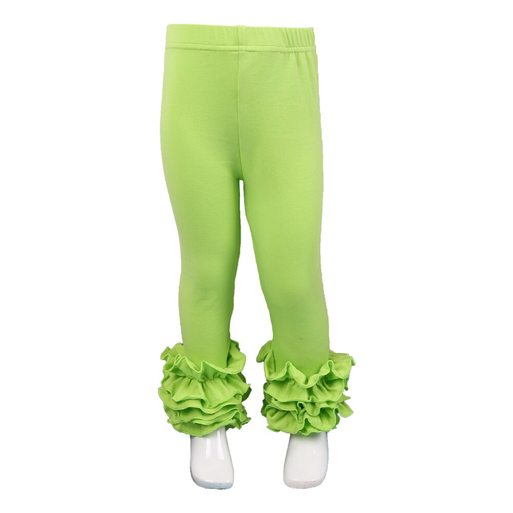 boutique full length girls leggings solid cute - lime / 12M