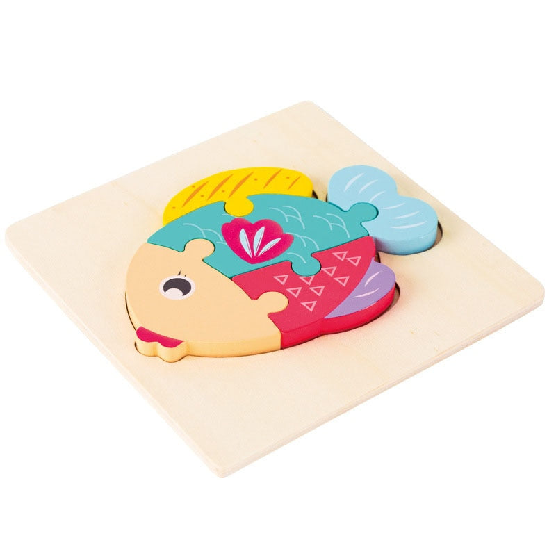 Cartoon Animal 3D Wooden Puzzle Baby Montessori Toys