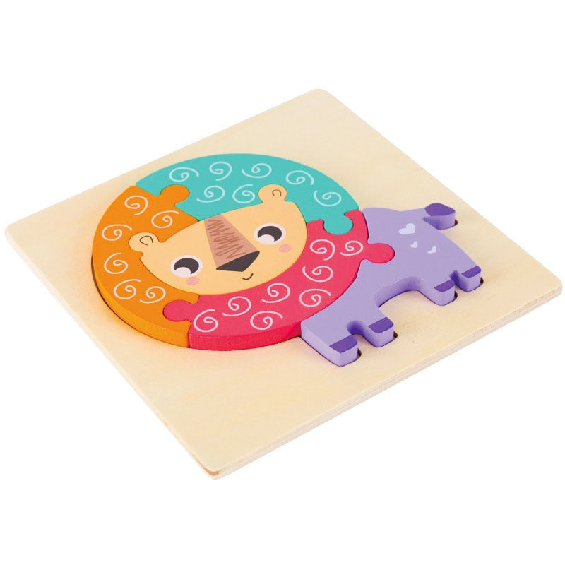 Cartoon Animal 3D Wooden Puzzle Baby Montessori Toys