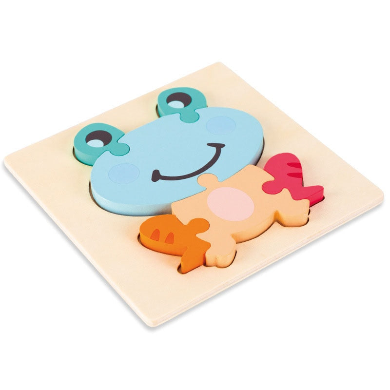 Cartoon Animal 3D Wooden Puzzle Baby Montessori Toys