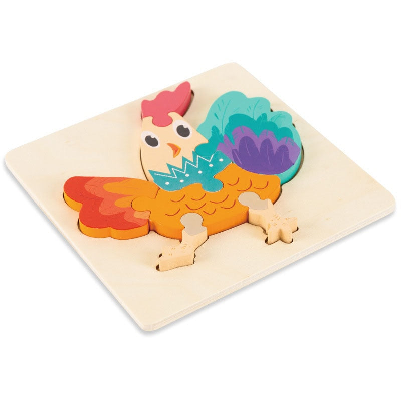 Cartoon Animal 3D Wooden Puzzle Baby Montessori Toys