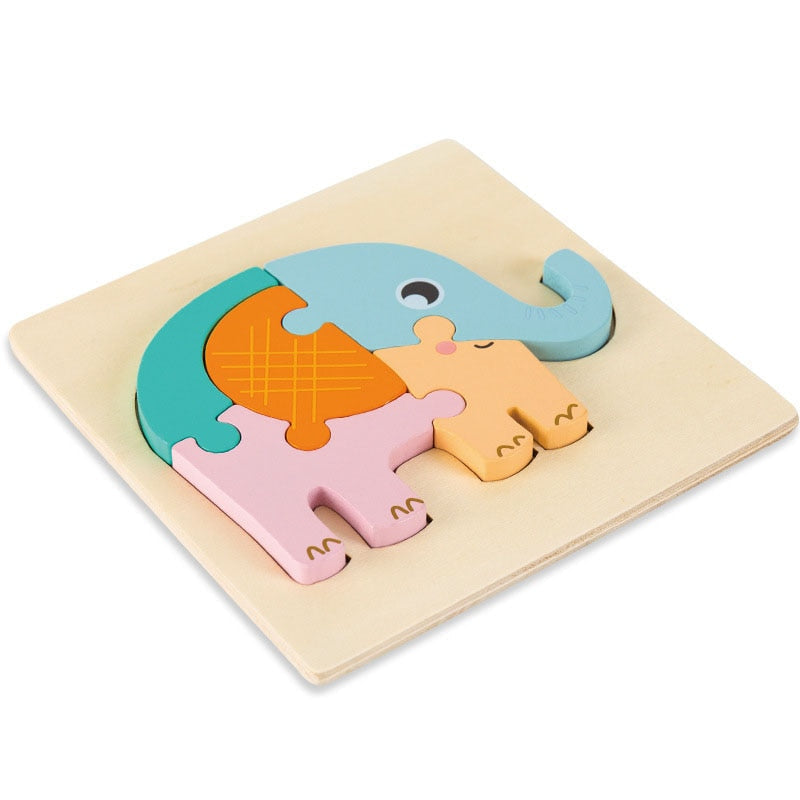 Cartoon Animal 3D Wooden Puzzle Baby Montessori Toys