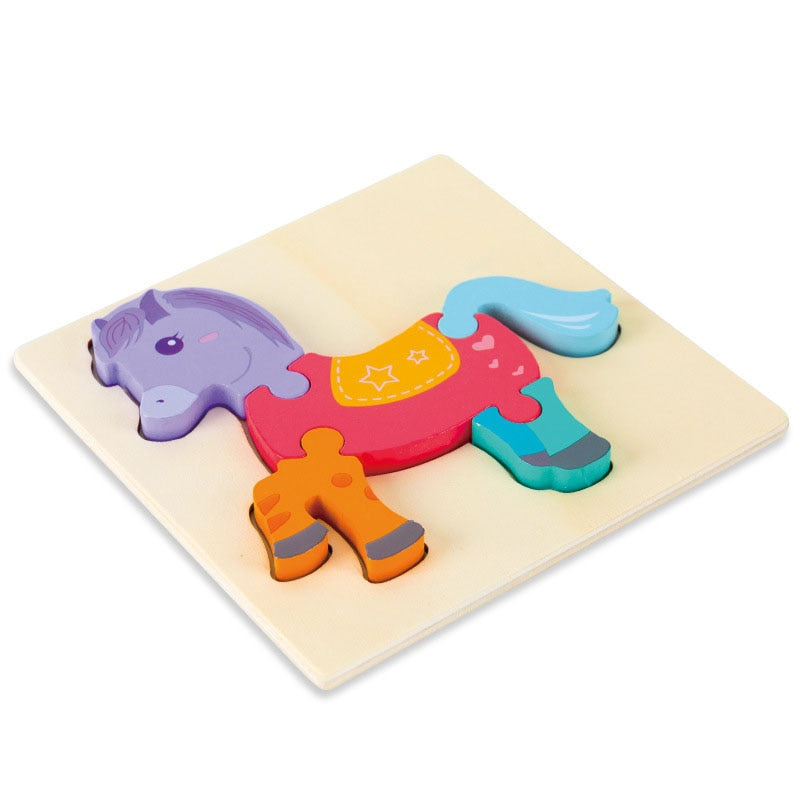 Cartoon Animal 3D Wooden Puzzle Baby Montessori Toys