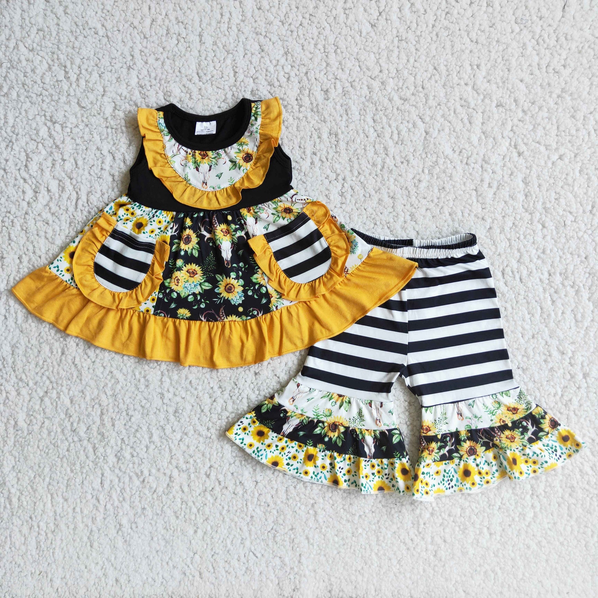 Children Baby Girls Clothes Sets Kids Sleeveless Flower Lace