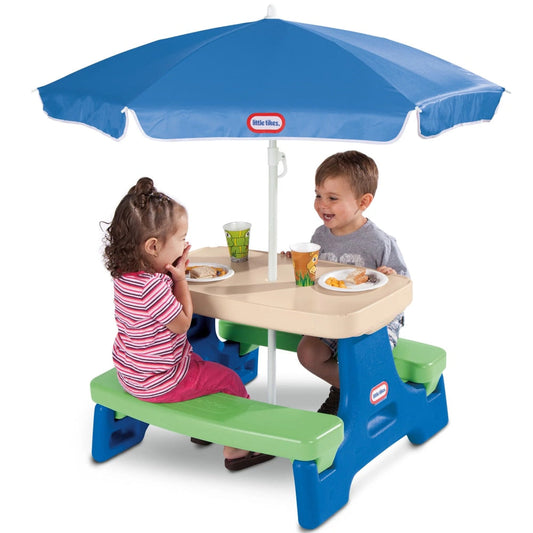 Easy Store Jr. Picnic Table with Umbrella Blue & Green -