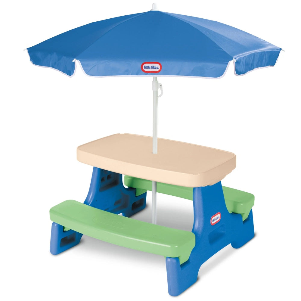 Easy Store Jr. Picnic Table with Umbrella Blue & Green -