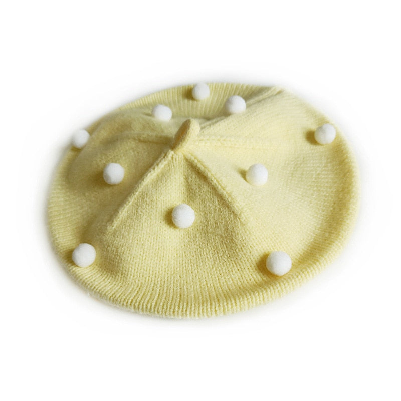 Fashion Wool Baby Hat for Girls Candy Color Elastic Infant