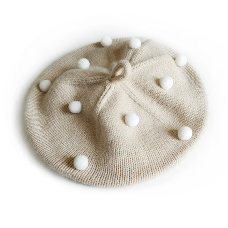 Fashion Wool Baby Hat for Girls Candy Color Elastic Infant