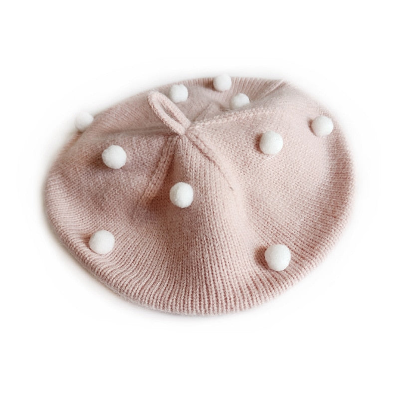 Fashion Wool Baby Hat for Girls Candy Color Elastic Infant