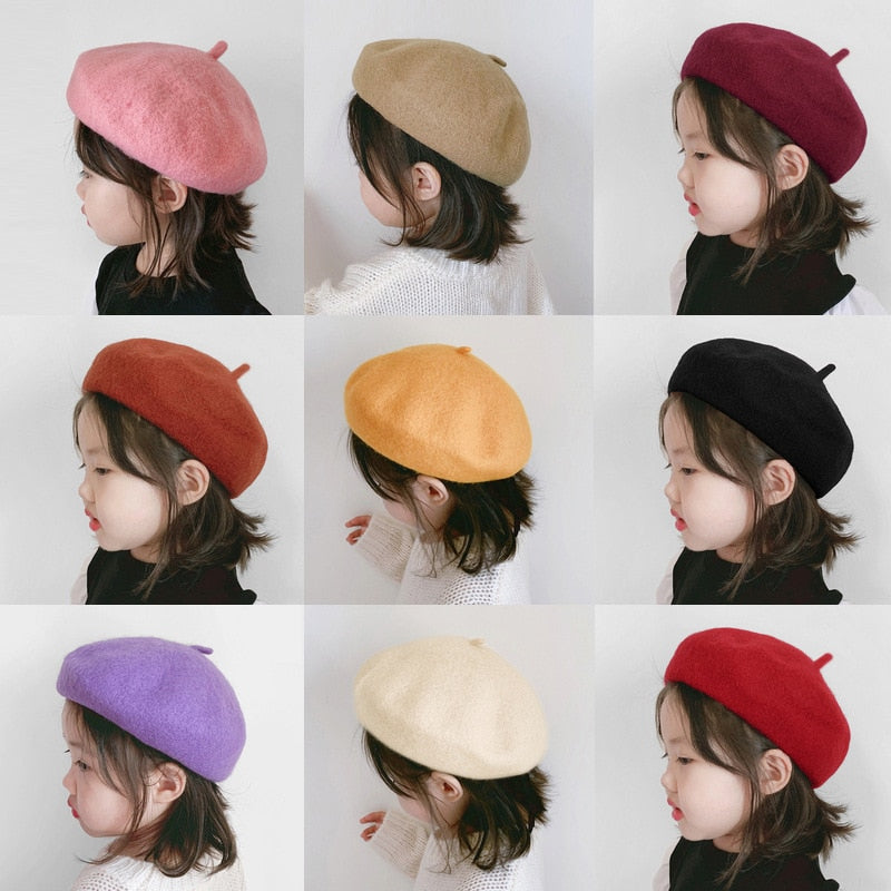 Fashion Wool Baby Hat for Girls Candy Color Elastic Infant