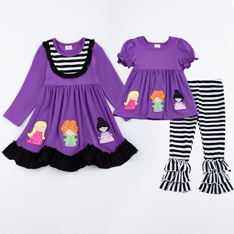 Halloween Fall Baby Girls Sibling Boutique Clothes Stripe