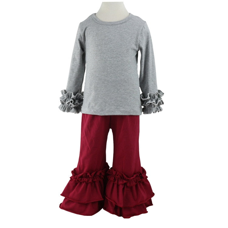 Hot sale fashion baby girls cotton Flares pants Ruffle long