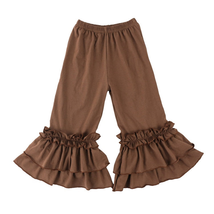 Hot sale fashion baby girls cotton Flares pants Ruffle long