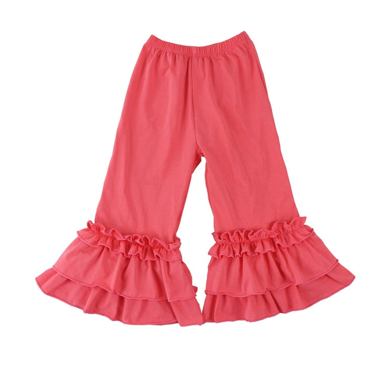 Hot sale fashion baby girls cotton Flares pants Ruffle long