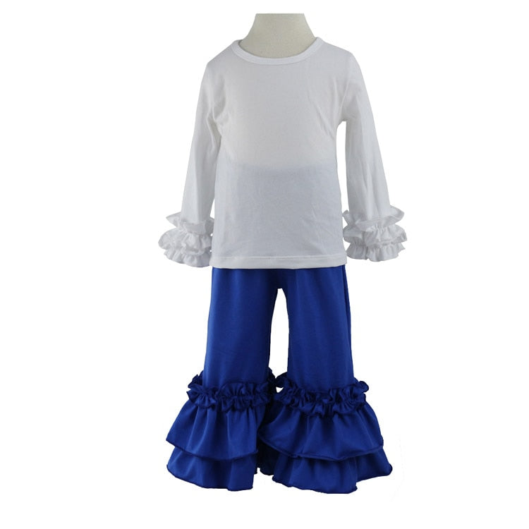 Hot sale fashion baby girls cotton Flares pants Ruffle long