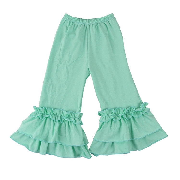 Hot sale fashion baby girls cotton Flares pants Ruffle long