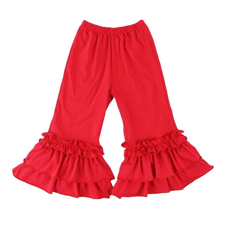 Hot sale fashion baby girls cotton Flares pants Ruffle long