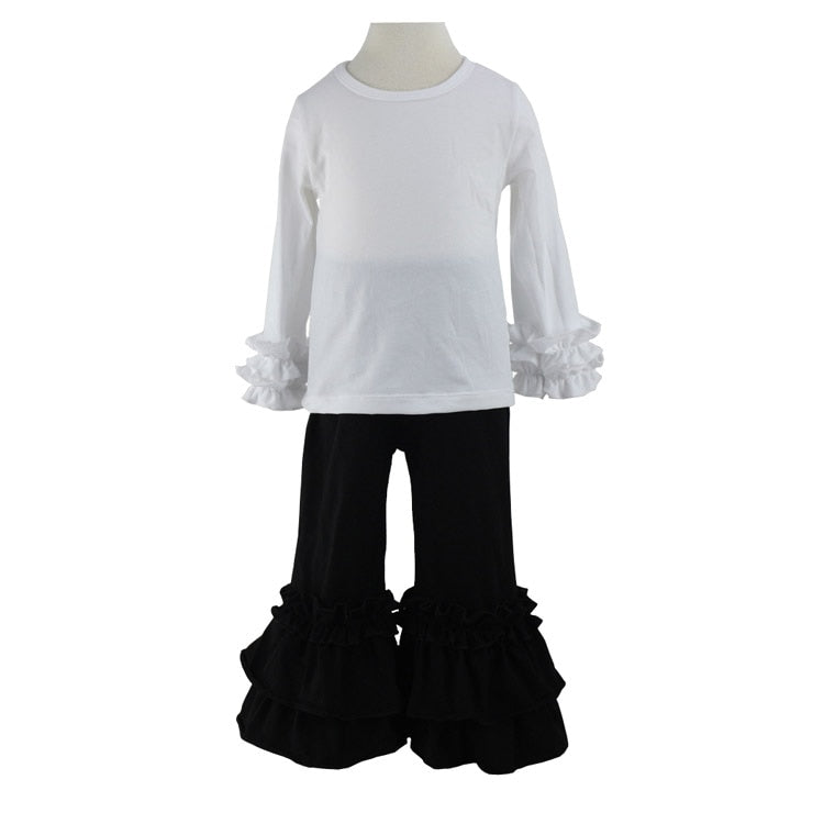 Hot sale fashion baby girls cotton Flares pants Ruffle long