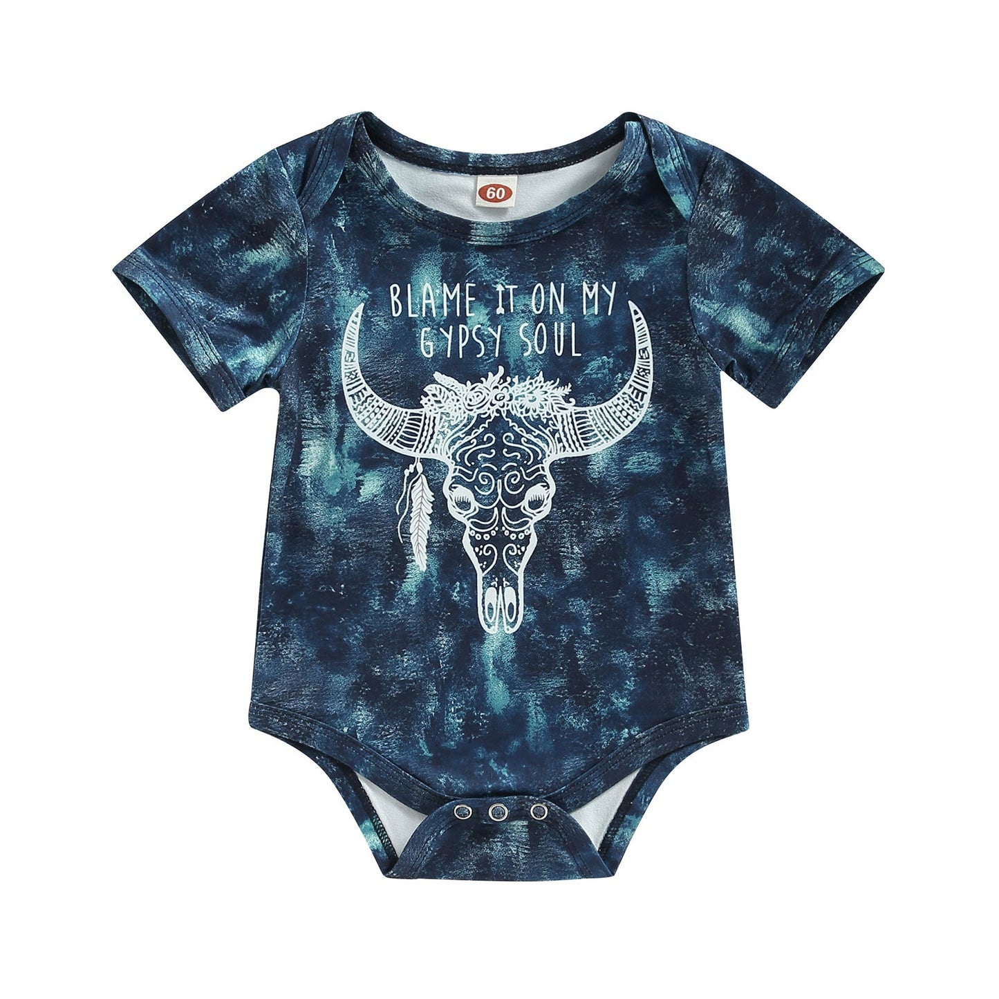 Infant Baby Western Cowboy Jumpsuits Cartoon Bull Head Print