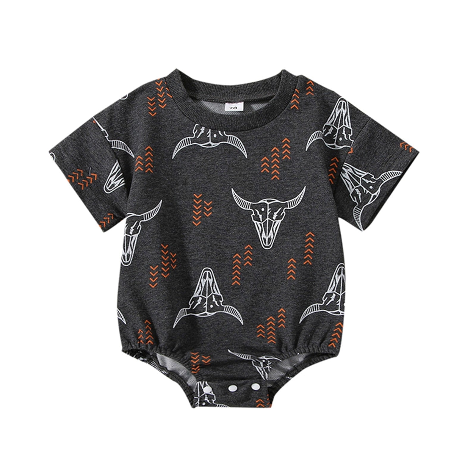 Infant Baby Western Cowboy Jumpsuits Cartoon Bull Head Print