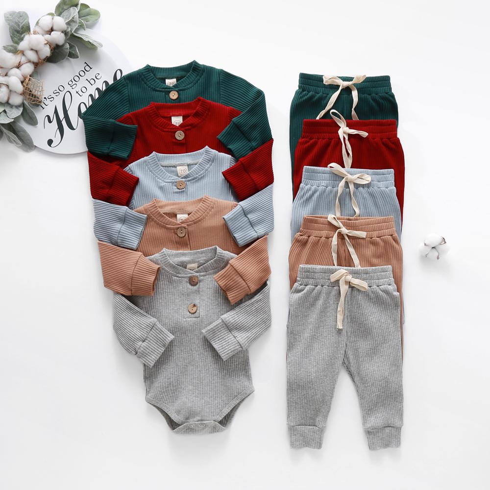 Infant Newborn Baby Girl Boy Spring Autumn Ribbed/Plaid