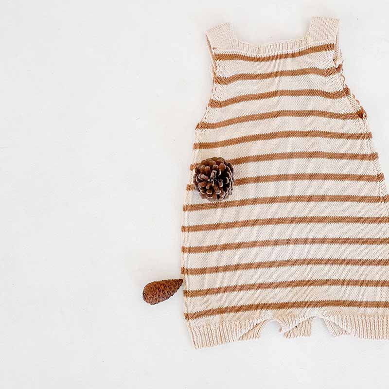 Knitted Baby Romper Newborn Baby Clothes Sleeveless Stripe