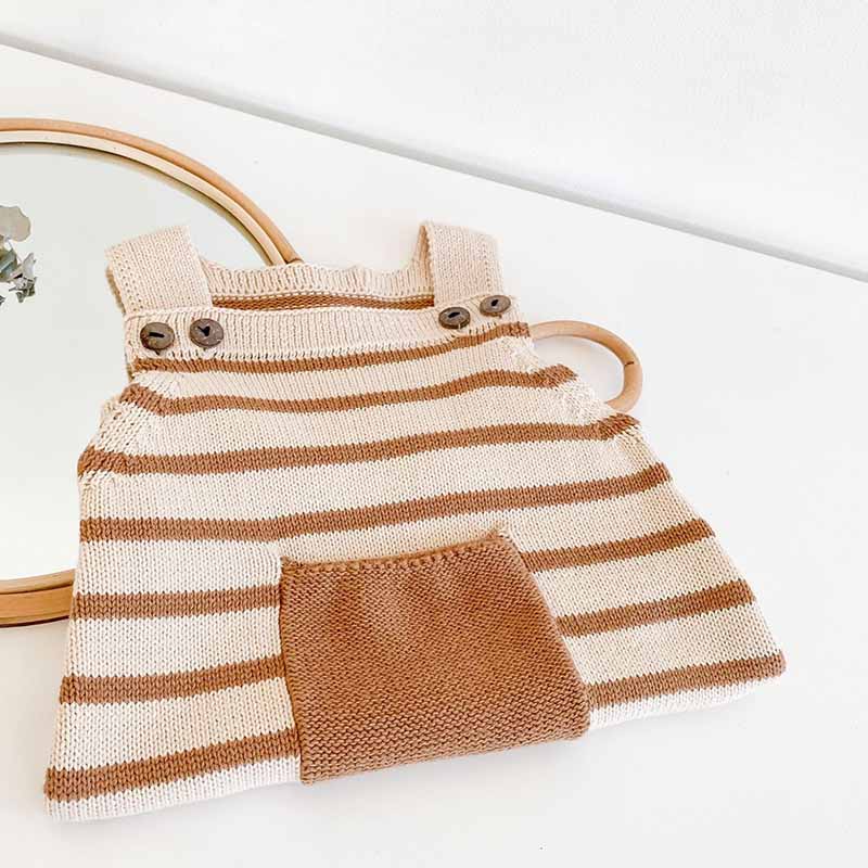 Knitted Baby Romper Newborn Baby Clothes Sleeveless Stripe