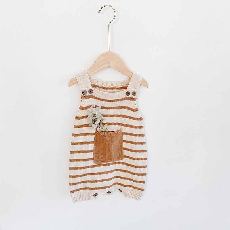 Knitted Baby Romper Newborn Baby Clothes Sleeveless Stripe
