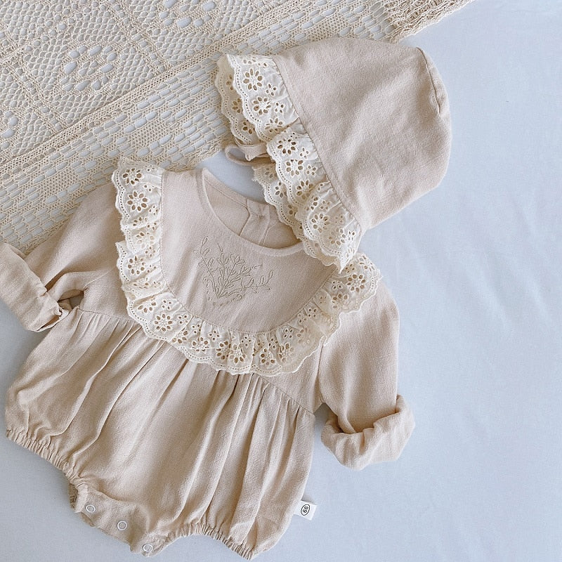 Lace Princess Toddler Romper 2020 Autumn Retro Newborn Baby