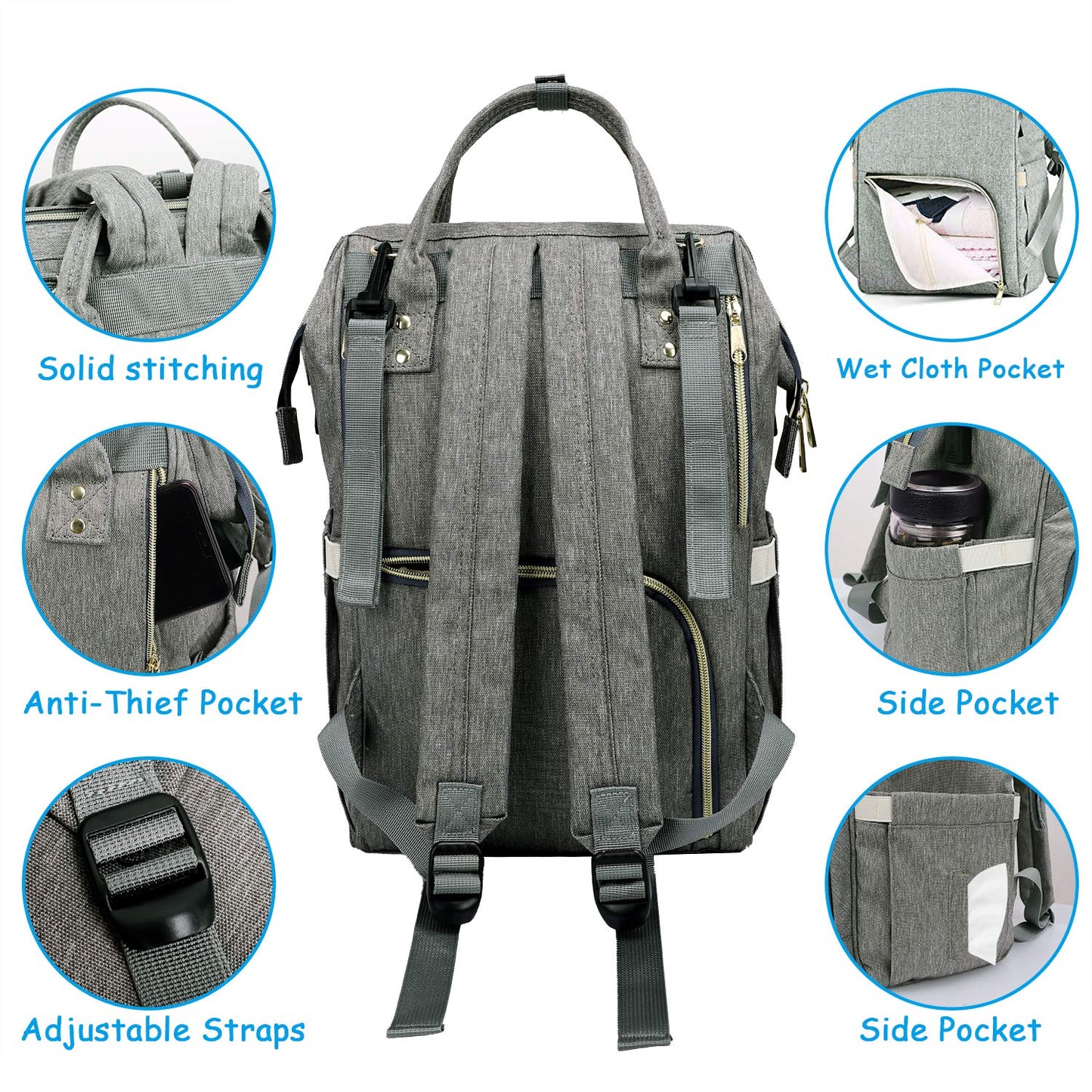 Large Capacity Diaper Bag Backpack Waterproof Maternity Bag