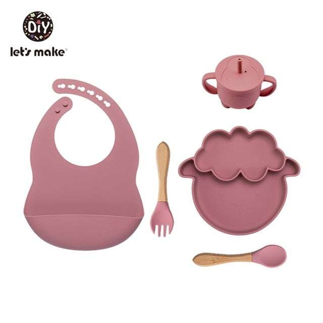 Let&#39;S Make 5PCS/Set Baby Feedings Tableware Silicone