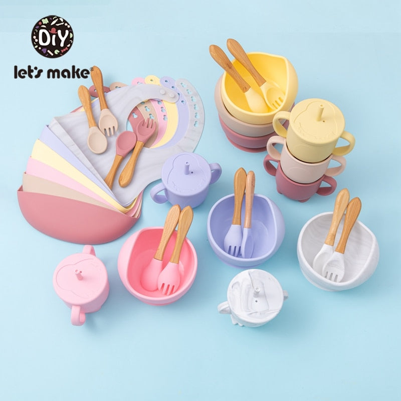 Let&#39;S Make 5PCS/Set Baby Feedings Tableware Silicone