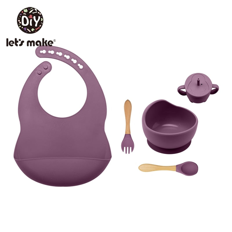 Let&#39;S Make 5PCS/Set Baby Feedings Tableware Silicone