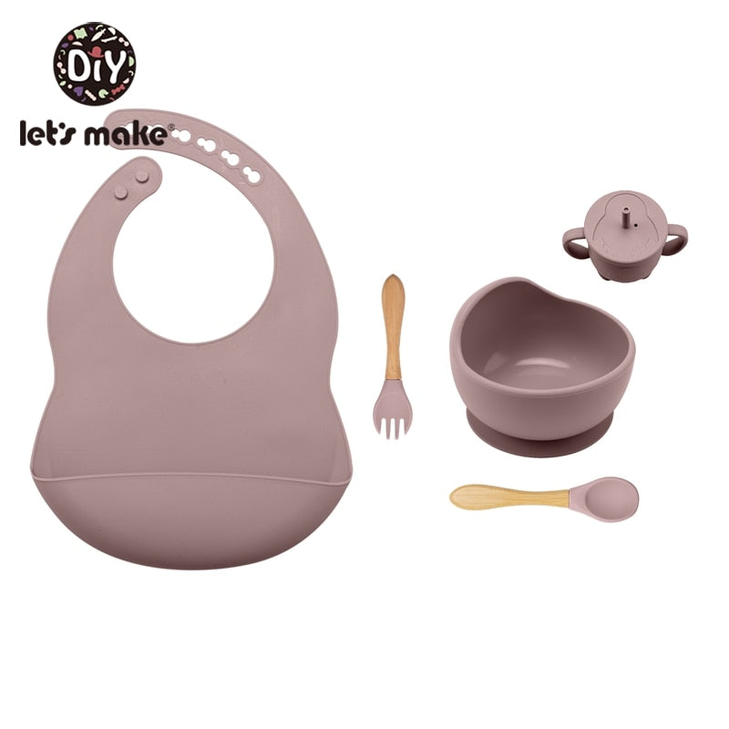 Let&#39;S Make 5PCS/Set Baby Feedings Tableware Silicone