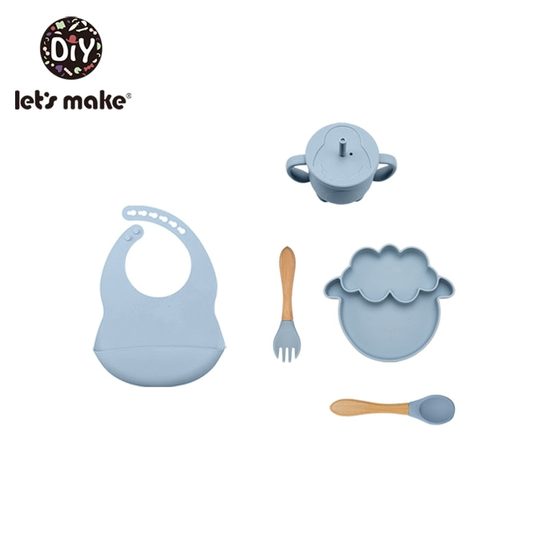 Let&#39;S Make 5PCS/Set Baby Feedings Tableware Silicone