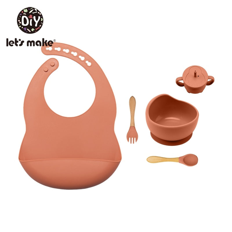 Let&#39;S Make 5PCS/Set Baby Feedings Tableware Silicone