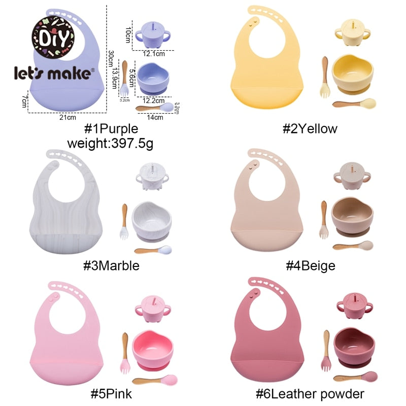 Let&#39;S Make 5PCS/Set Baby Feedings Tableware Silicone