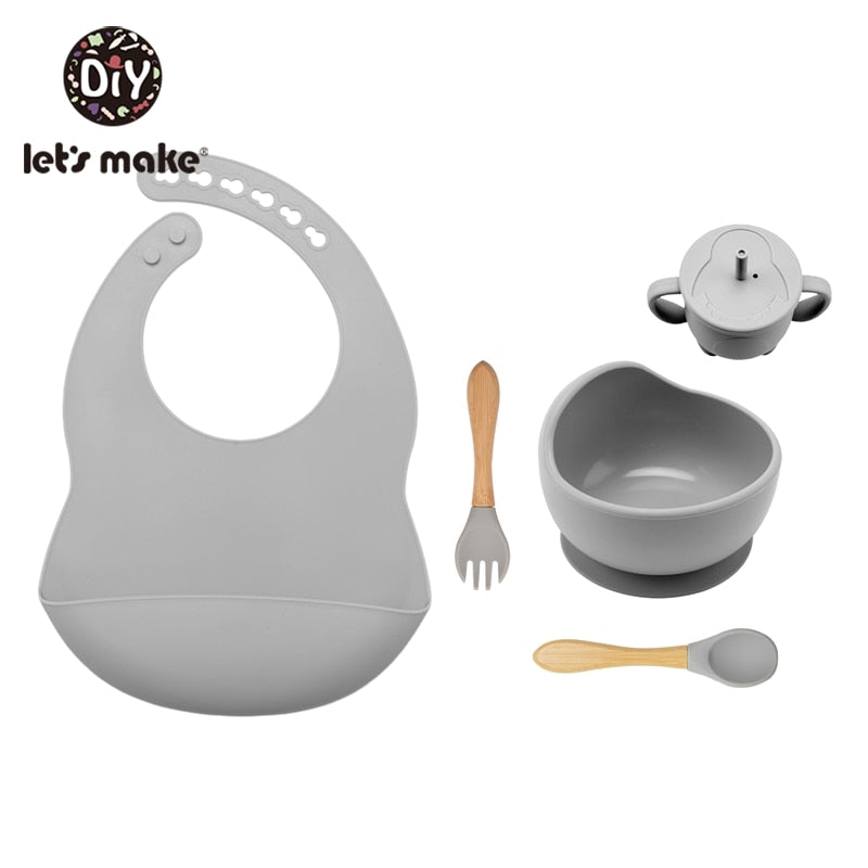 Let&#39;S Make 5PCS/Set Baby Feedings Tableware Silicone