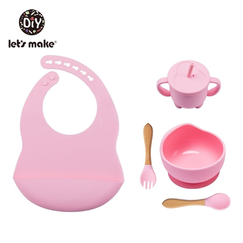 Let&#39;S Make 5PCS/Set Baby Feedings Tableware Silicone