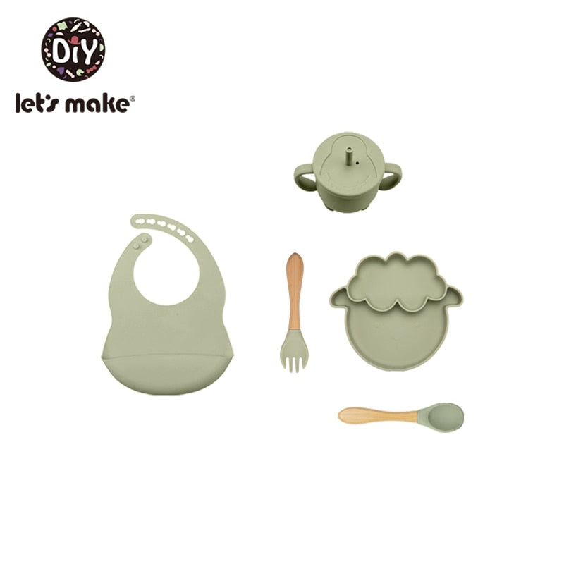 Let&#39;S Make 5PCS/Set Baby Feedings Tableware Silicone