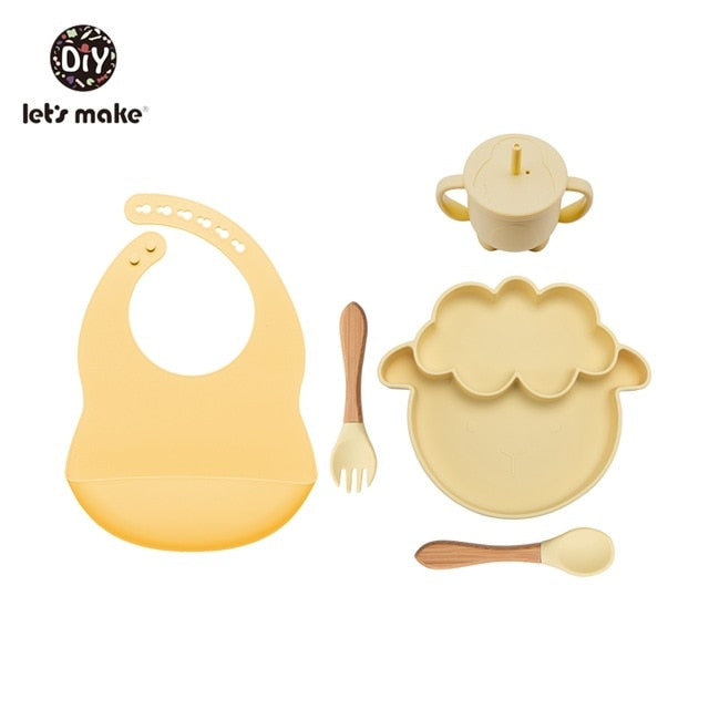 Let&#39;S Make 5PCS/Set Baby Feedings Tableware Silicone