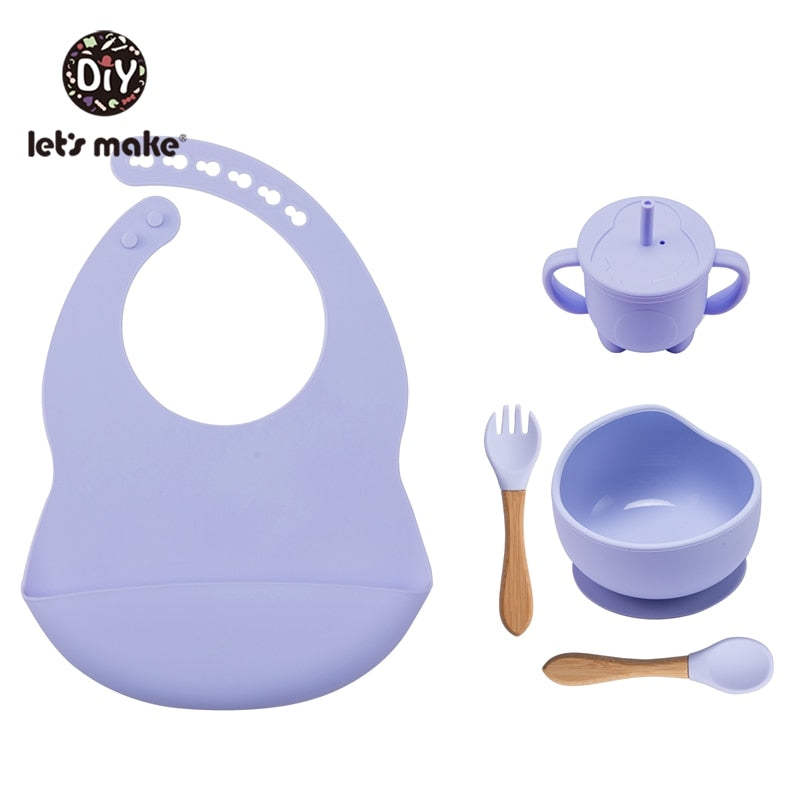 Let&#39;S Make 5PCS/Set Baby Feedings Tableware Silicone