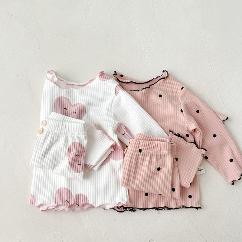 MILANCEL 2023 Spring Baby Pajama Set Dot Print Infant Girls