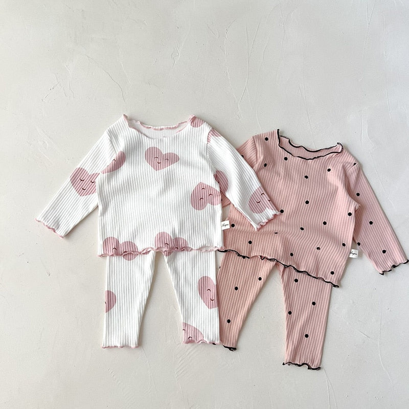 MILANCEL 2023 Spring Baby Pajama Set Dot Print Infant Girls