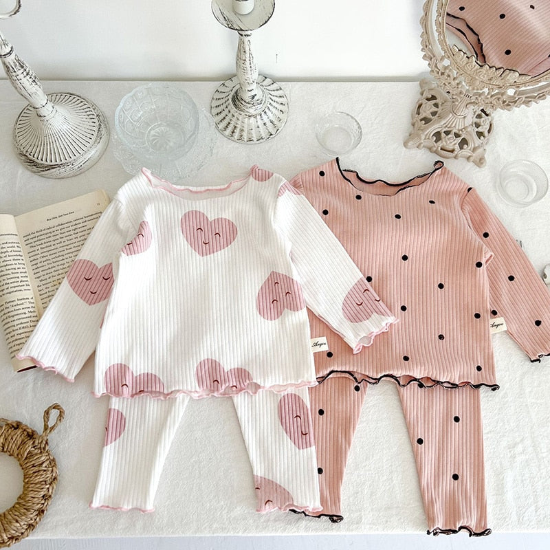 MILANCEL 2023 Spring Baby Pajama Set Dot Print Infant Girls