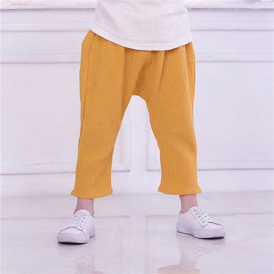 New 2-7y 2022 Summer Solid Color Linen Pleated Children