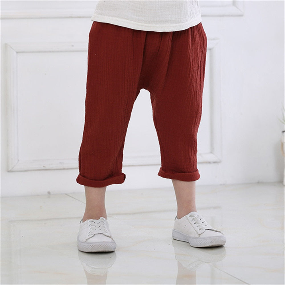 New 2-7y 2022 Summer Solid Color Linen Pleated Children