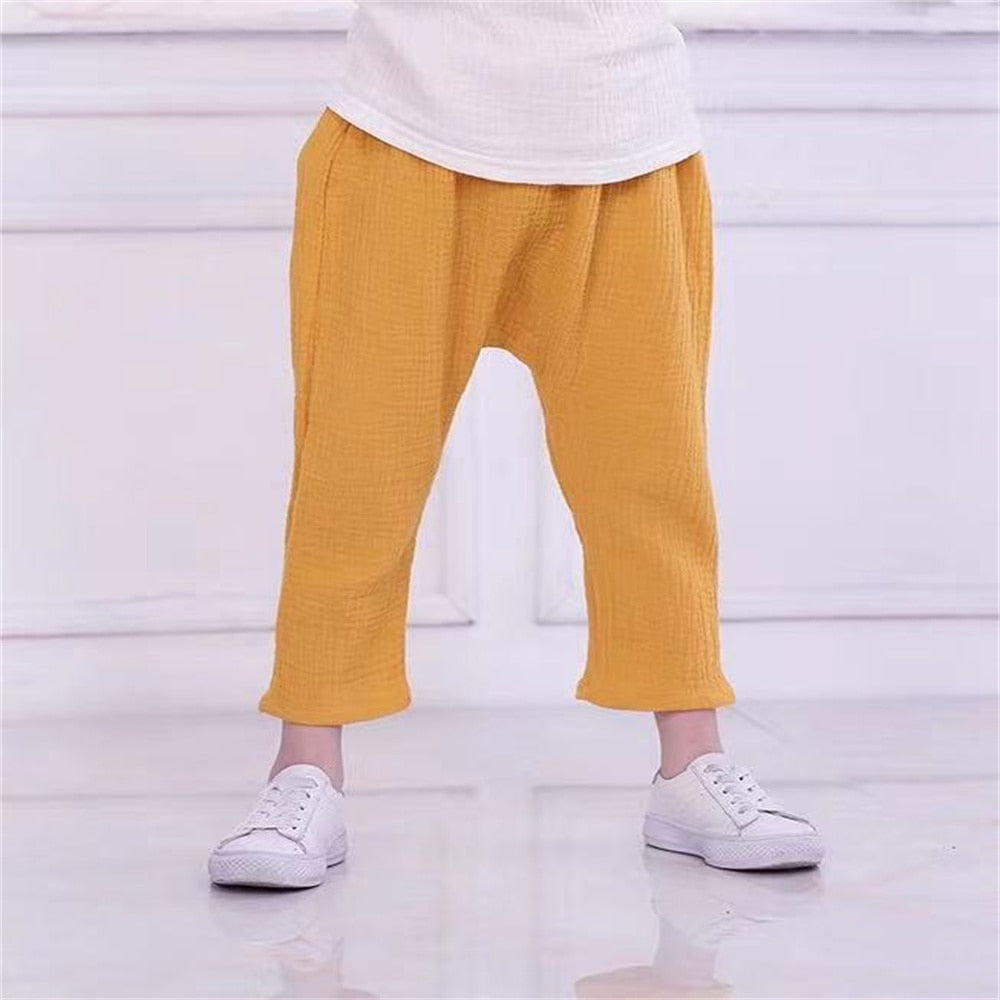 New 2-7y 2022 Summer Solid Color Linen Pleated Children