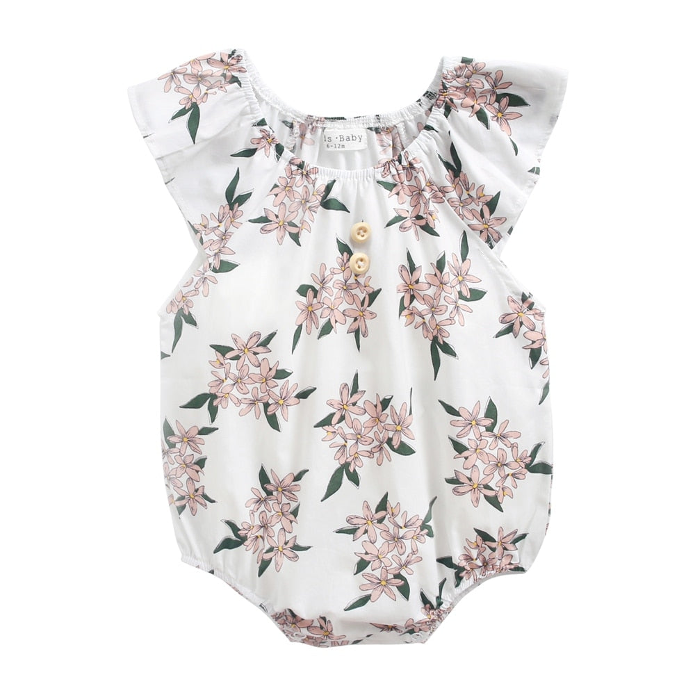 Newborn Baby Girl Summer Bodysuits Flowers Cotton Baby