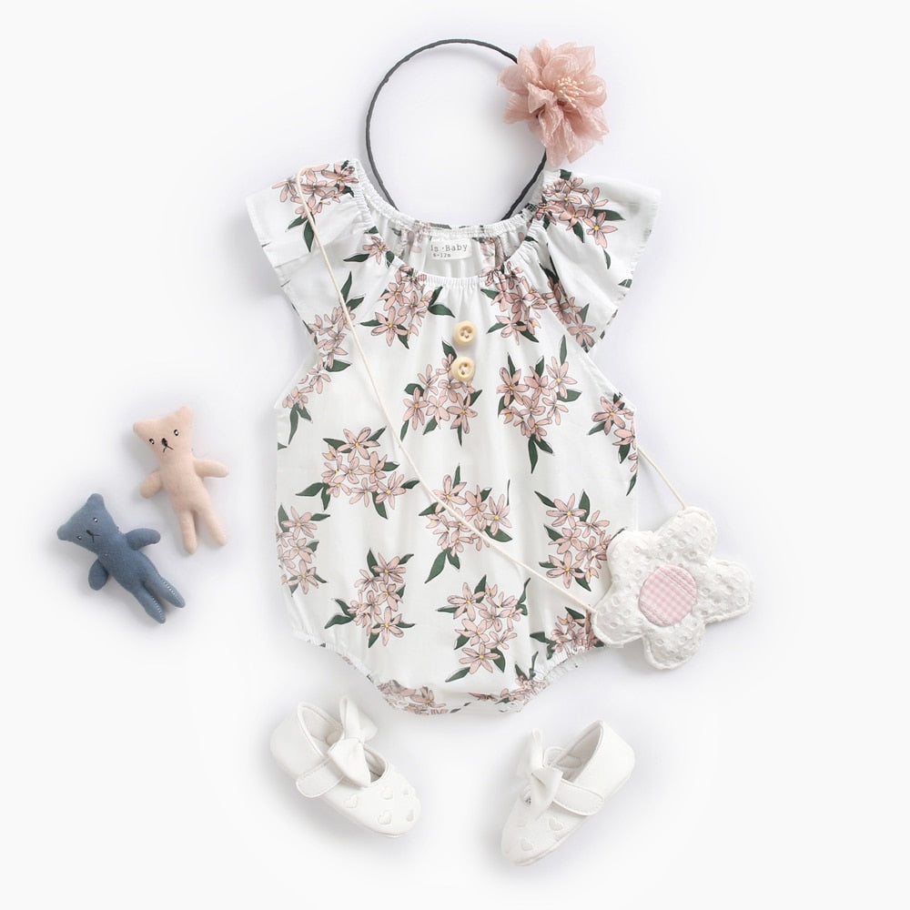 Newborn Baby Girl Summer Bodysuits Flowers Cotton Baby